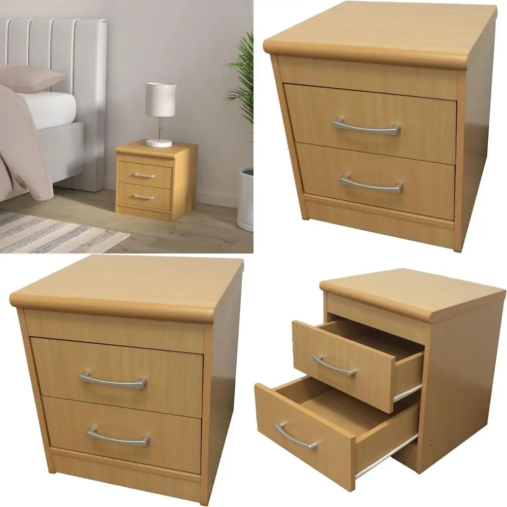 

Two-Drawer Beech Nightstand, 21.65 x 48.03 x 72.83