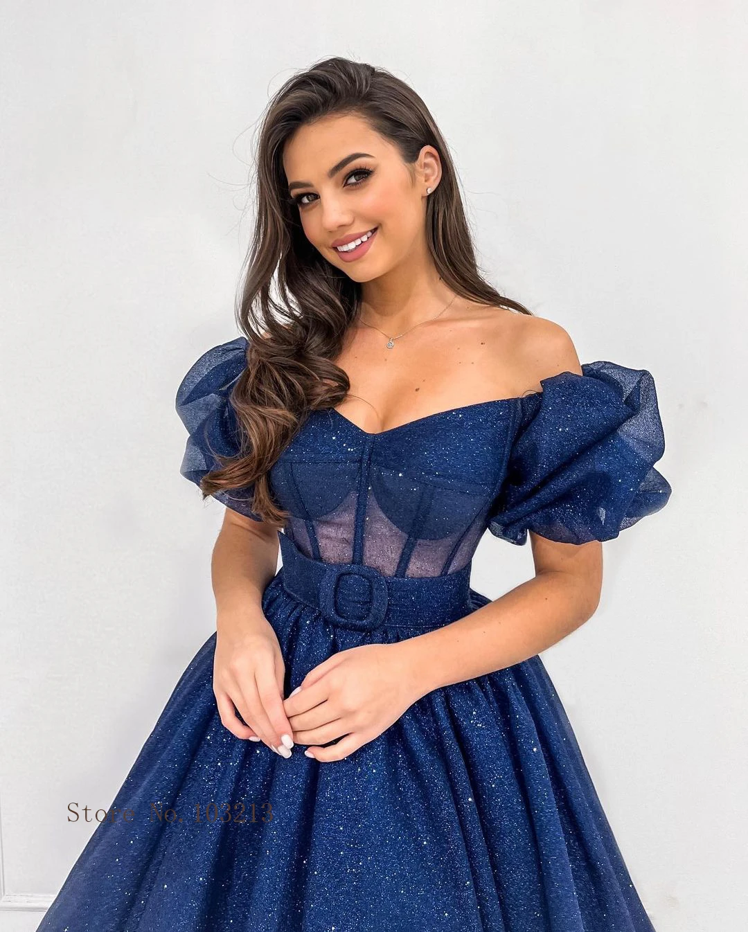 Elegant Royal Blue Off-Shoulder Glitter Tulle Shorts Dress My Perfect Prom Night Experience Elegant Royal Blue Off-Shoulder Glitter Tulle Shorts Dress My Perfect Prom Night Experience