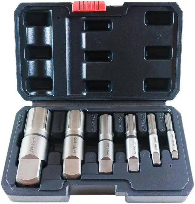 

6-Piece Heavy Duty Pipe Extractor Set, 1/8' to 1', Broken Pipe Removal Tool for Plumbers & Mechanics