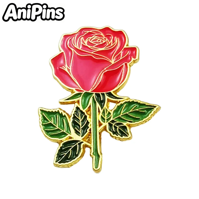 AniPins Pretty Flower Pins 6-design Enamel Rose Daisy Lily Plants Brooch Pin On Clothes Backpack Badge Friends Gifts
