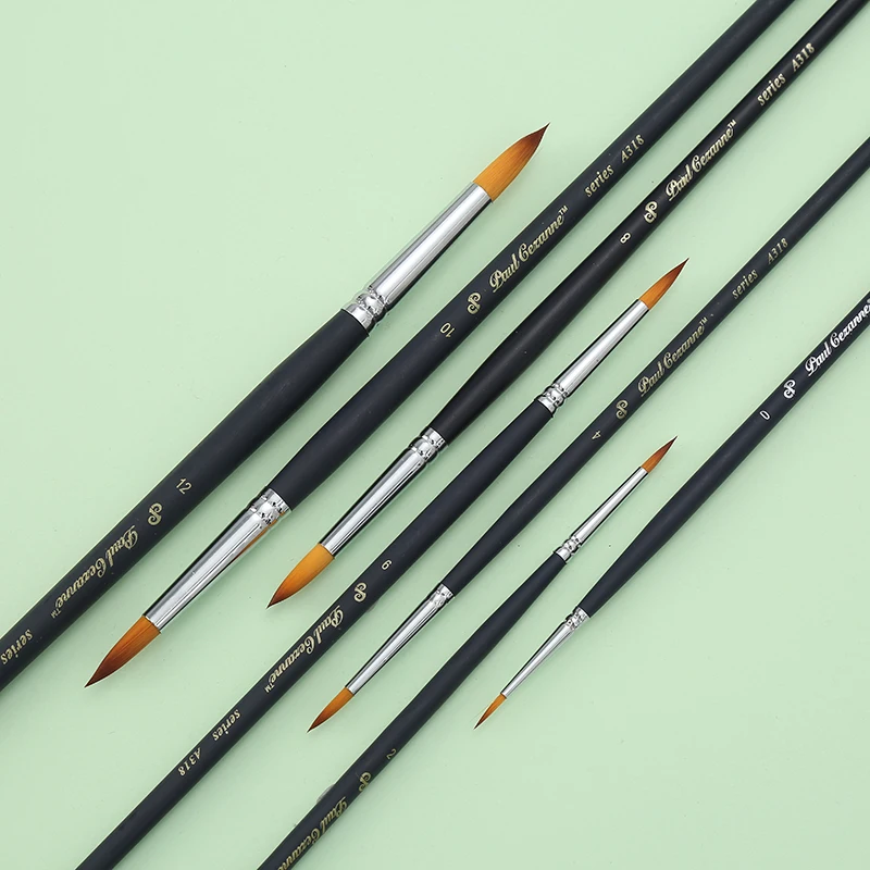 Long Pole Nylon Wool Watercolor Line Stroke Round Point Soft Hair Gouache Pen Single or Set of Oil Brush