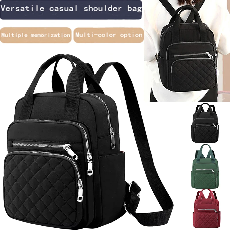 

Quilted Multi-Color Mini Backpack, Versatile, Multi-Compartment, Handheld/Crossbody, Daily Commuting, Fashionable