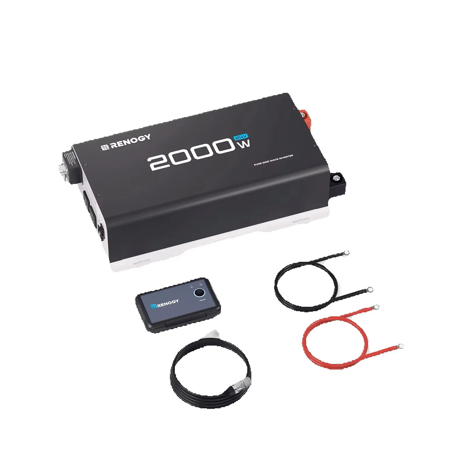 

Renogy 2000W 24V Pure Sine Wave Inverter, 4000W Peak Power, 92% Energy Efficiency, with 2 AC Outputs, Remote Control, RV Truck