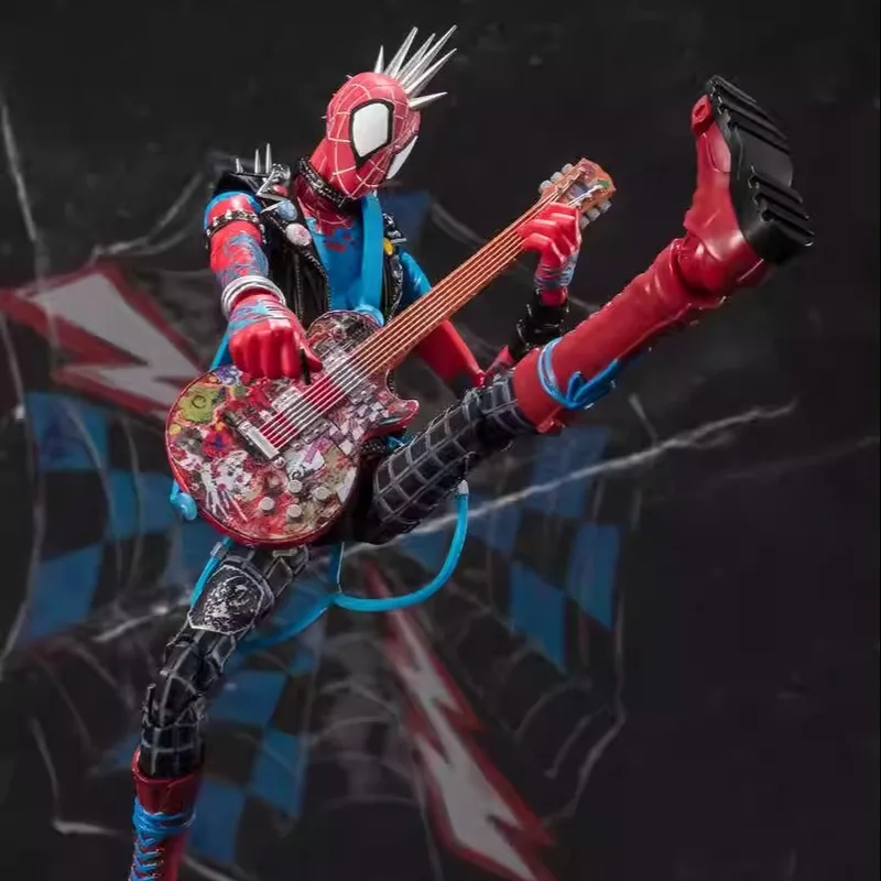 Bandai-Spider Man Action Figure, S.H. Figuarts, Punk Spider Man: Across the Spider Verse, Marvel Room Decor, Collecemballages Model Toy Gift