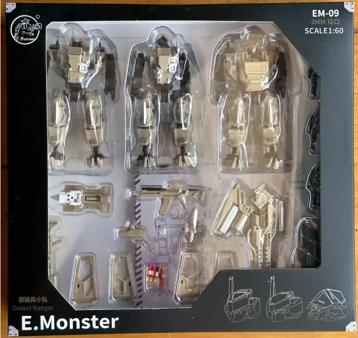 Emonster Powered Armor Mecha Em09 1/60 Scale Desert Ranger Finished Robot Model Toy Three Machine Set For Adult Collectors