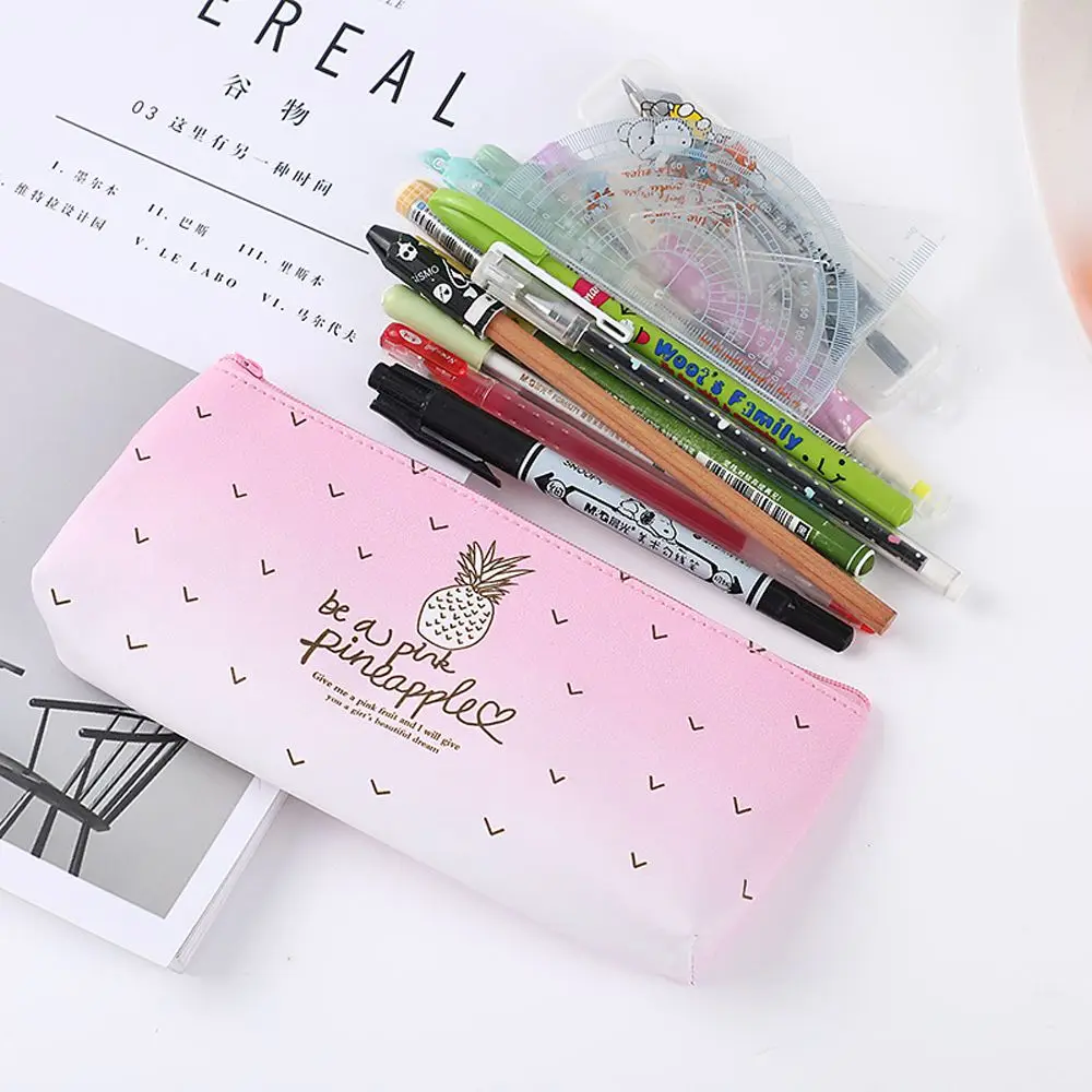 Cute Creative School Supplies Waterproof Kids Gifts Pencil Box Pineapple Pencil Bag Pen Bag Pu Pencil Case Storage Bag