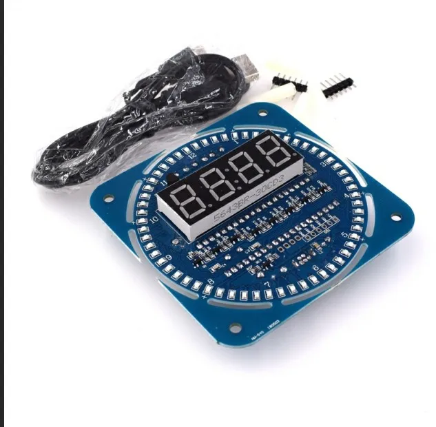 Rotating LED Display Creative Electronic Clock DIY DS1302 Clock Electronic Watch Alarm Clock Temperature Display Alarm