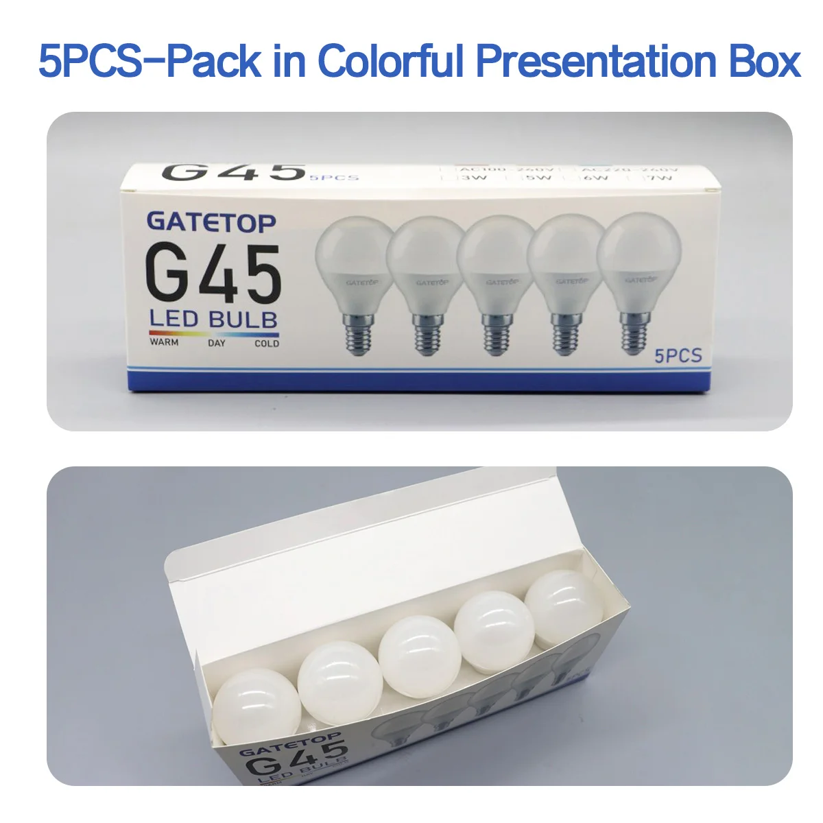 5-Pack E14 G45 C37 LED Bulb 7W AC110-240V 3000-6000K No-Flicker Eco-Friendly Mini Light for Home Bedroom Living Room Desk Closet