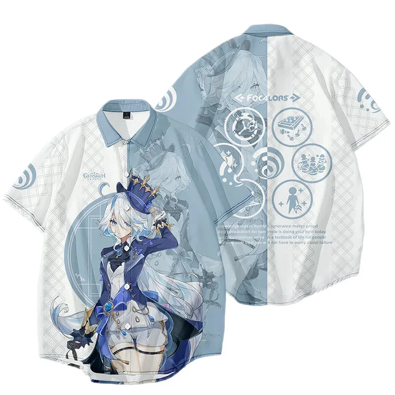 

Косплей Аниме Аниме Игра Genshin Impact Furina 3D Блузки с принтом Focalors Косплей Графика с короткими рукавами Уличная одежда для мальчиков с лацканами 72-й