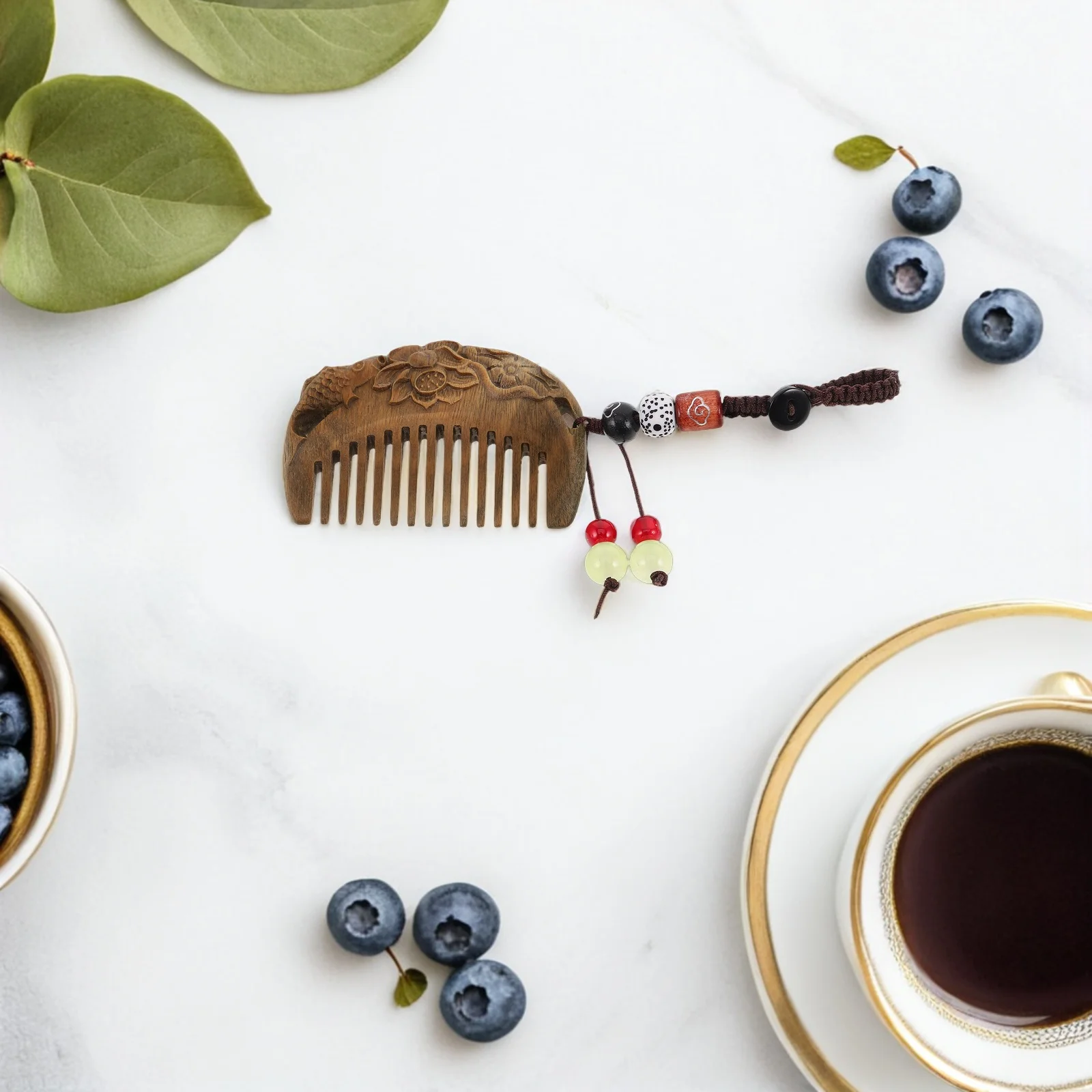 

Chinese Style Wooden Comb Mini Sandalwood Hair Comb Carved Lotus Fish Pattern Portable Travel Size For Women Hair Combs Fashion