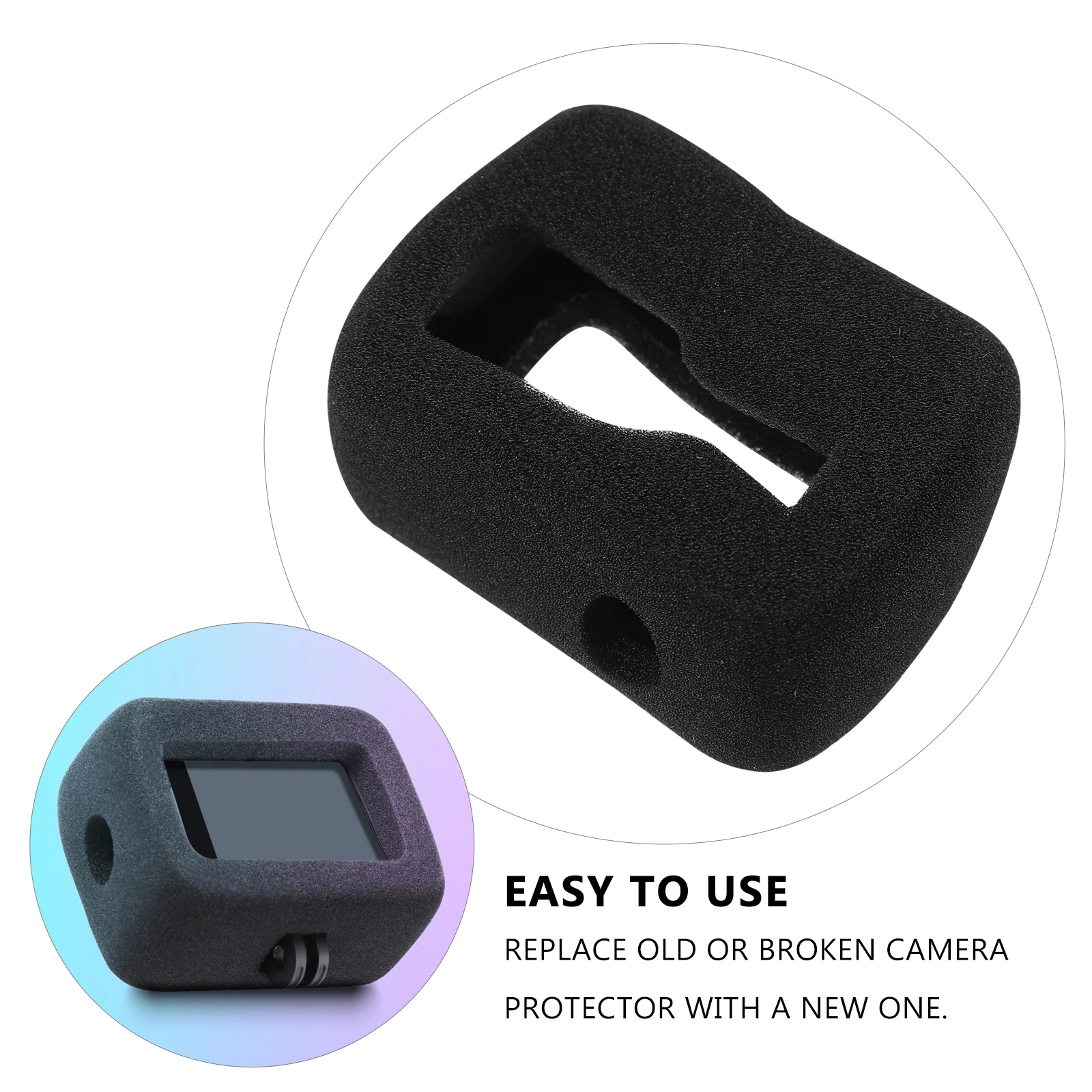 

Camera Sponge Windproof Cover Noise Reduction Protective Cover Shockproof Flexible Fit for Gopro Hero8 Lens Cleaner Case
