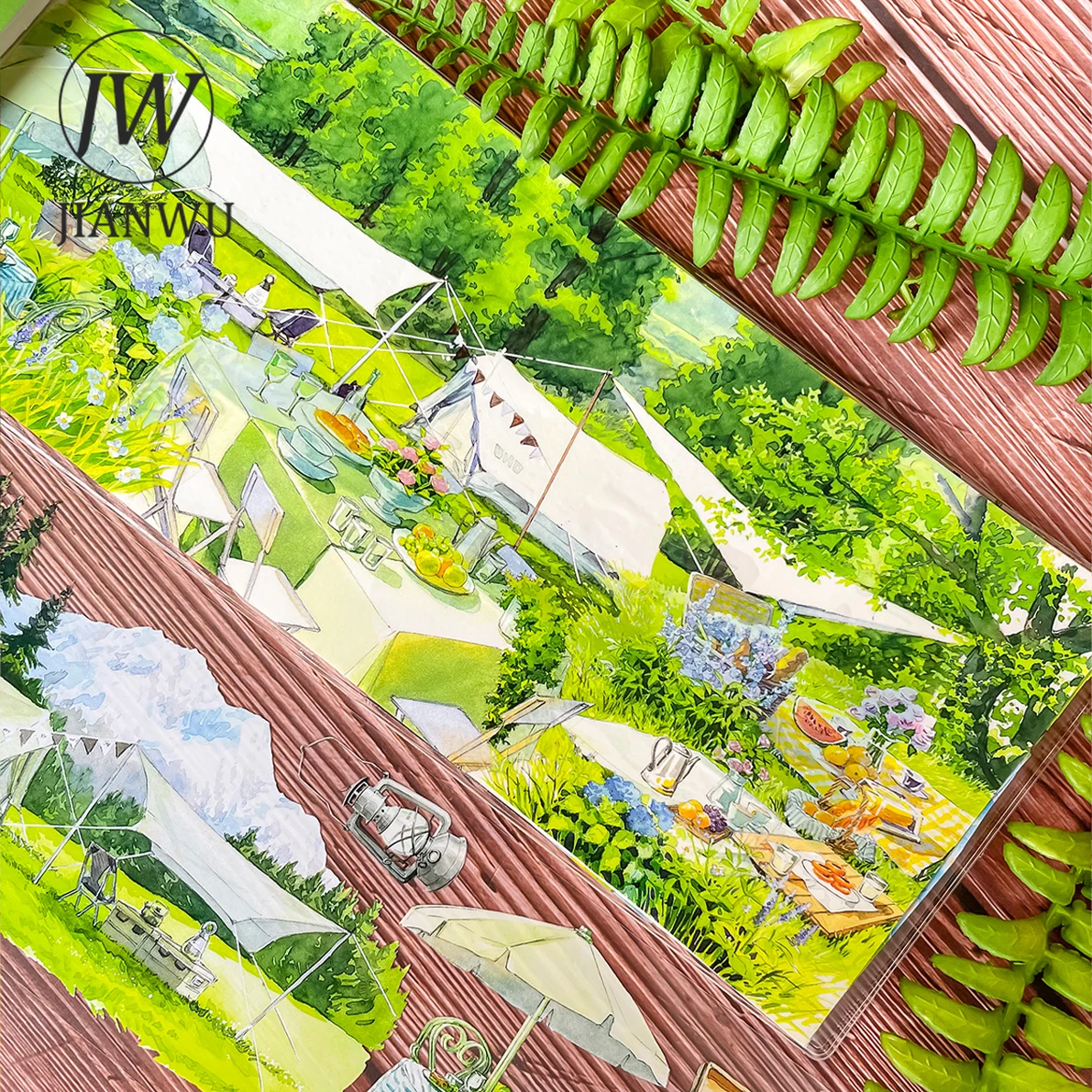 JIANWU 70mm*510cm Vintage Tree Plant Picnic Car Landscape Material Collage Scrapbook PET Tape Creative DIY Journal Stationery