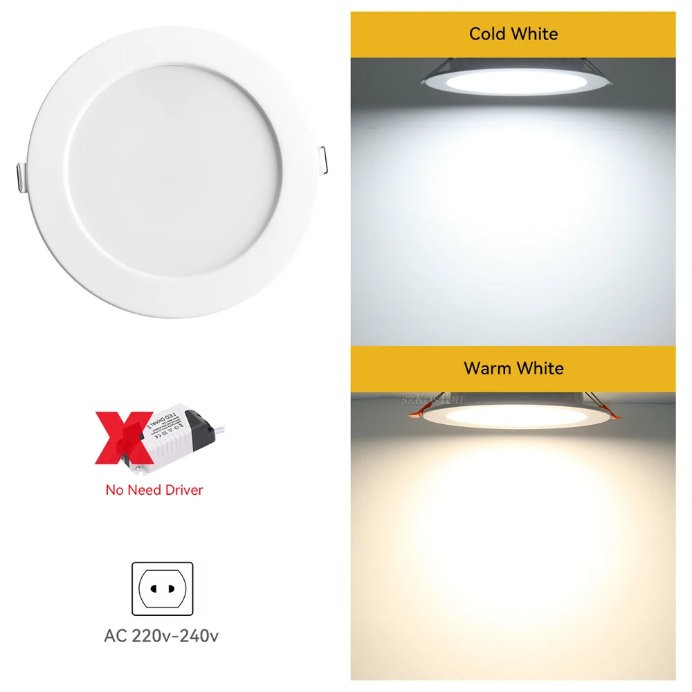 10Pcs/Lot Led Downlight 220V Ceiling Light 5W 7W 9W 12W 20W Recessed Round Round Panel Light Spotlight Indoor Lighting