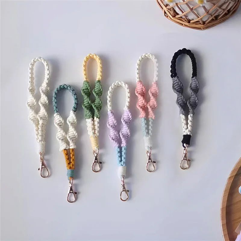 ABNM 6PCS Boho Macrame Phone Wrist Strap, Cell Phone Lanyard With Tether Tab, Keychain Wristlet Charm, Anti-Loss Phone Chain