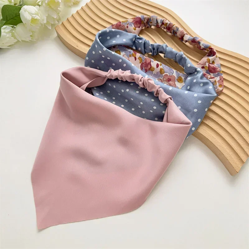 Impressão bohemia lenço de cabelo bandana elástico faixa de cabelo triângulo lenço feminino menina acessório de vestuário de cabelo lenço bandana