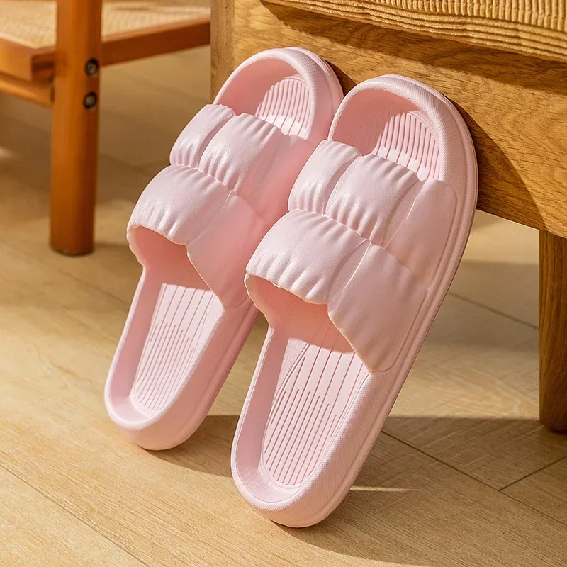 Popular pleated petal slippers for women in all four seasons, couple's slippers, women's home shoes, household EVA slippers image 5