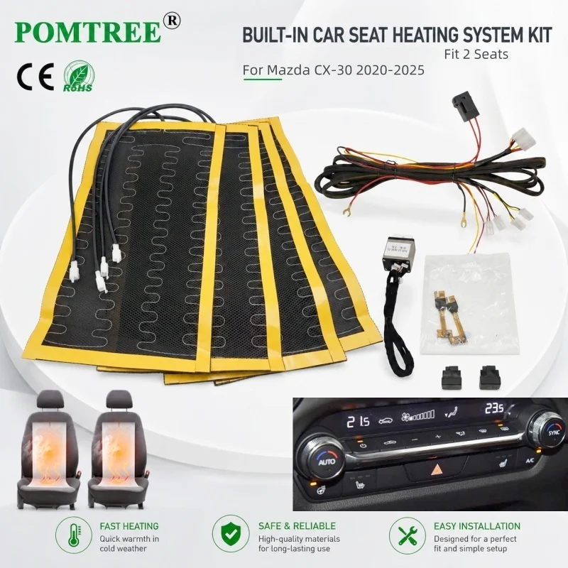 Built-in Car Seat Heating System Kit Fit 2 Seats,Compatible With CX-30 2020-2025,With Heater Pads And Switch Kit,Fit Winter