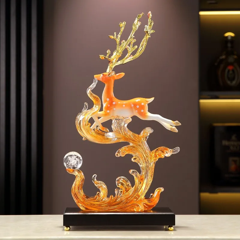 Home Decor Wind And Water Rising Deer Statuette Ornament,Living Room Foyer,TV Cabinet,Office Desktop Art Decoration,Gifts