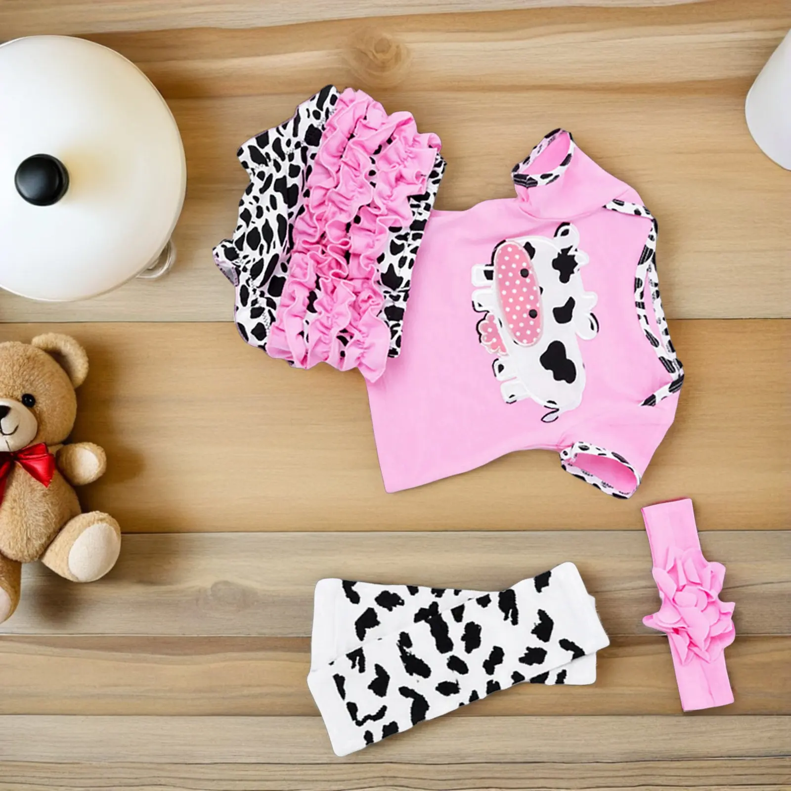 4Pcs Reborn Baby Girl Clothes Set Pink Outfits Handmade Cotton for 20-22 Inch Newborn Baby Clothing Comfort Matching Accessories