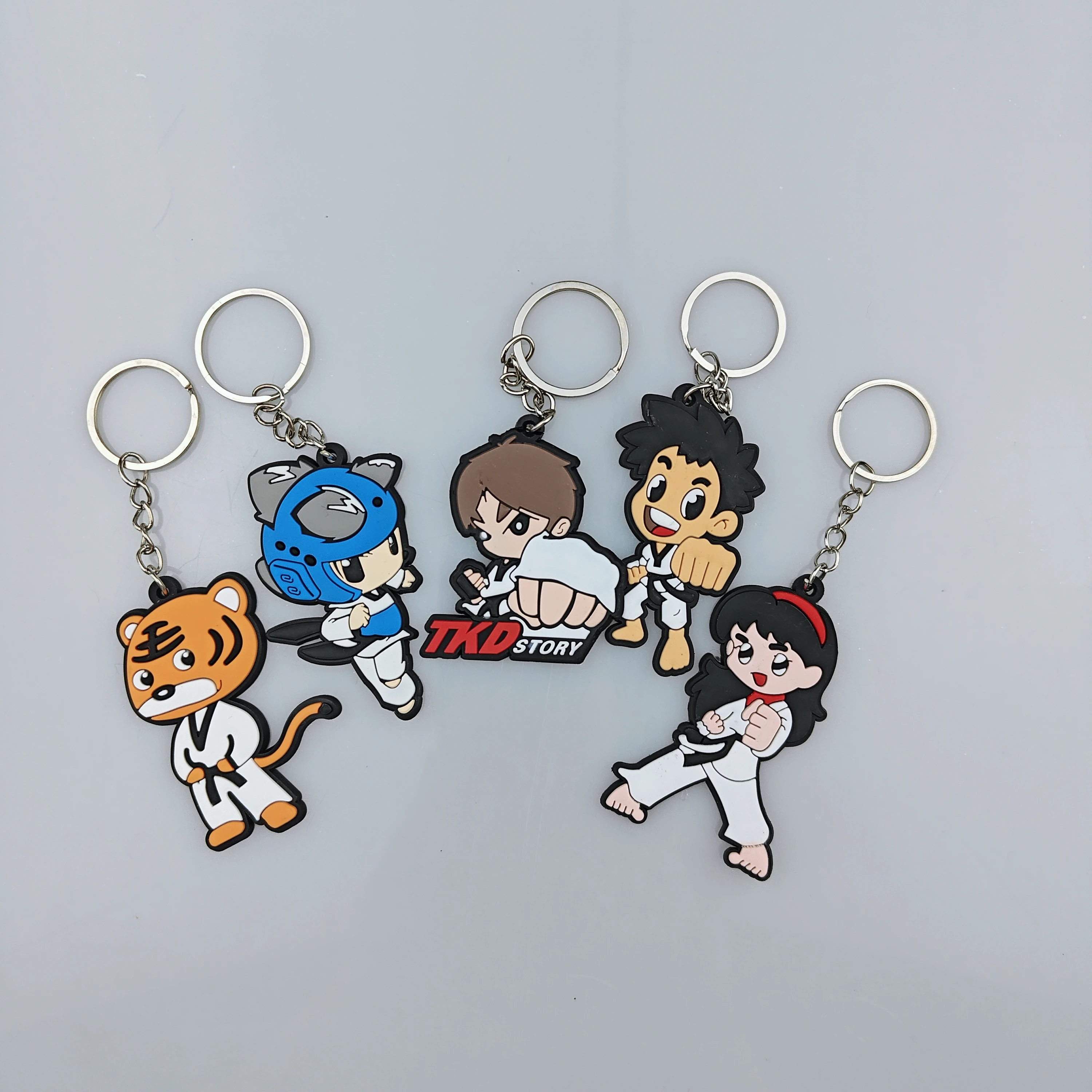 50pcs Wholesale Keychains Taekwondo Supplies Cartoon Sport Gifts for Kids Key Ring TAEKWONDOKeychain