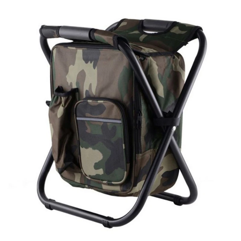 2 In 1 Folding Fishing Chair Bag Fishing Backpack Chair Stool Convenient Wear-resistantv For Outdoor Hunting Climbing Equipment