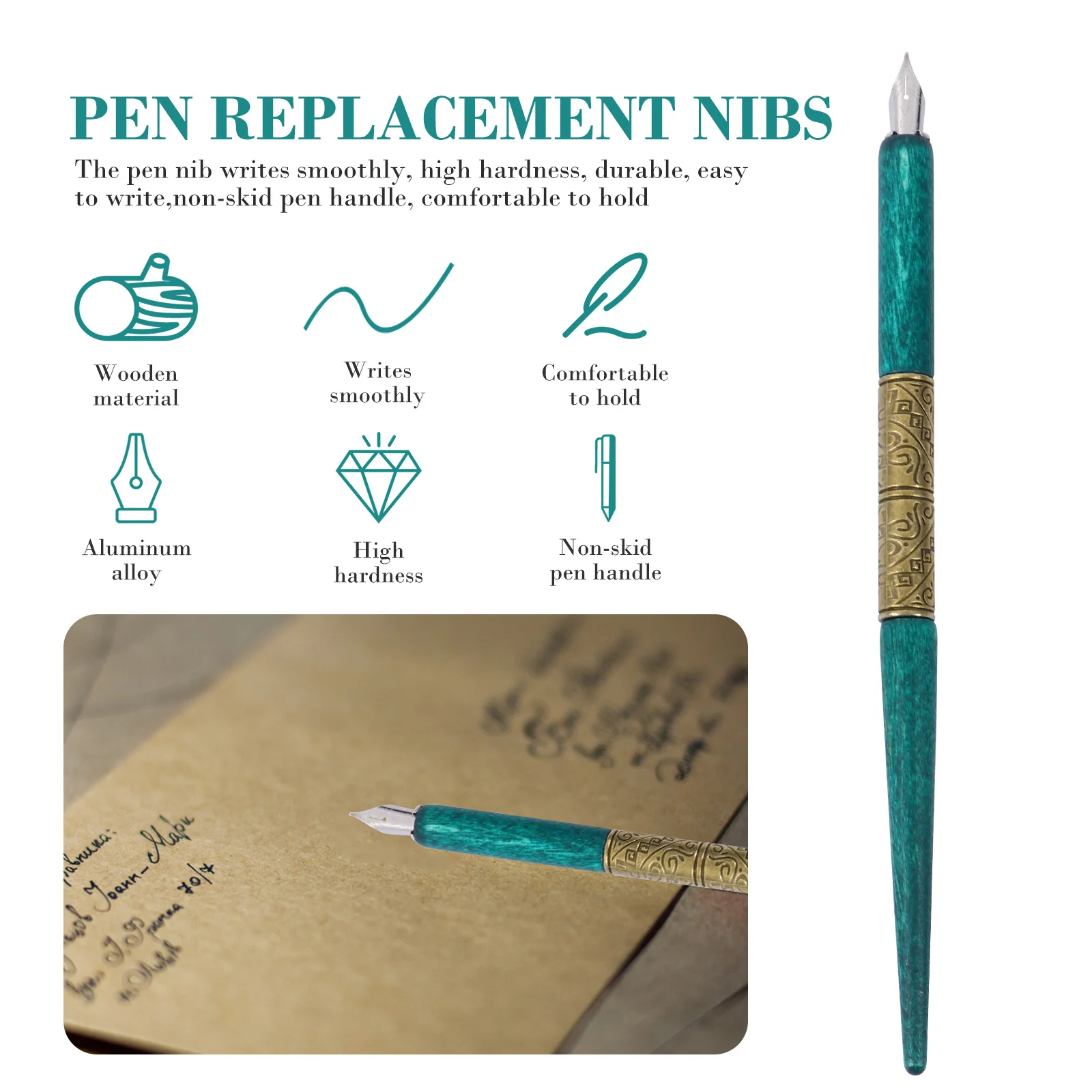 1Set Dip Pen Set Premium Retro Wood Handle Calligraphy Pens Style Smooth Ink Flow Writing Drawing Calligraphy Starter