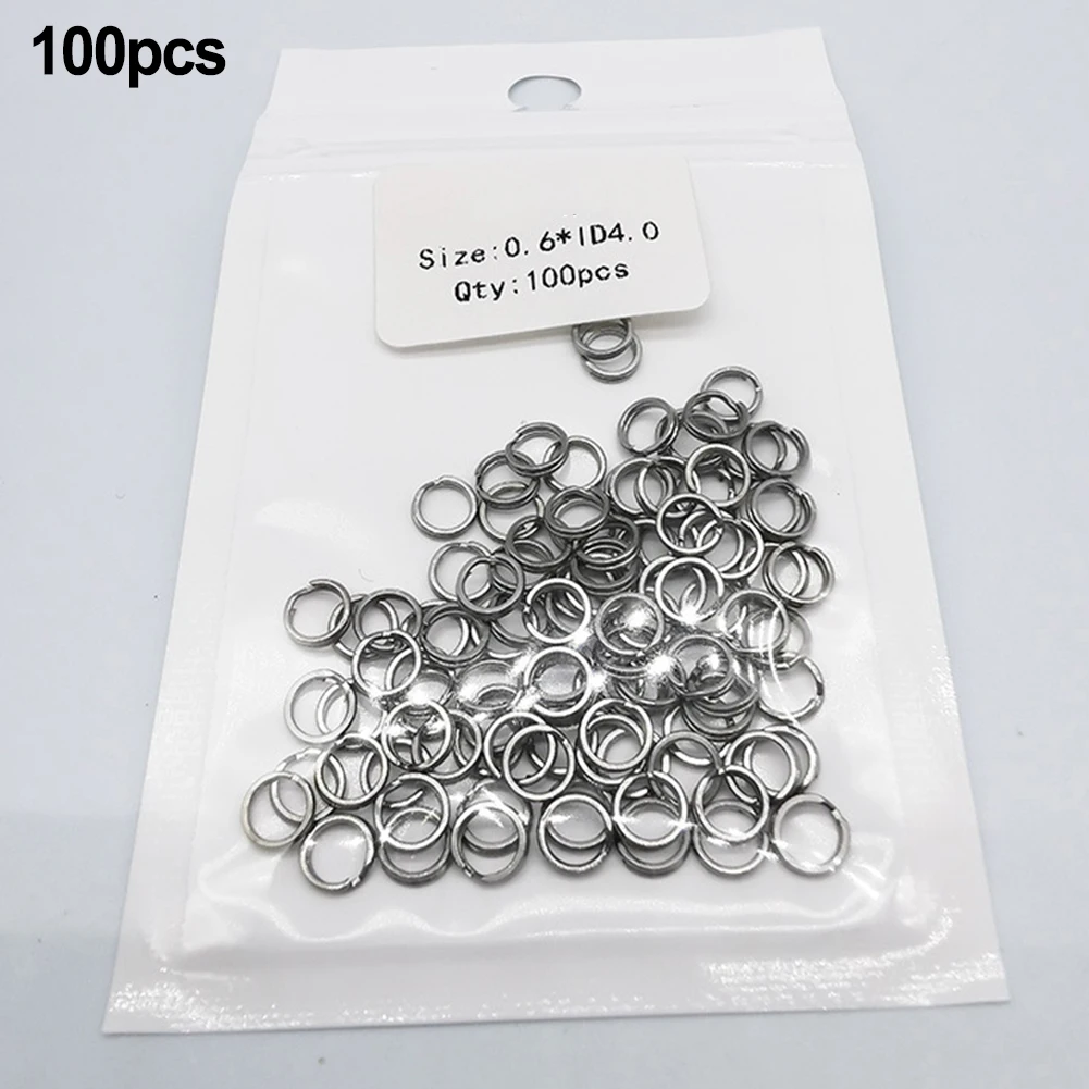 Fishing Lure Split Ring Indoor Office Outdoor Heat Treatment Part Replacement Silver 100 Pcs 204 Stainless Steel