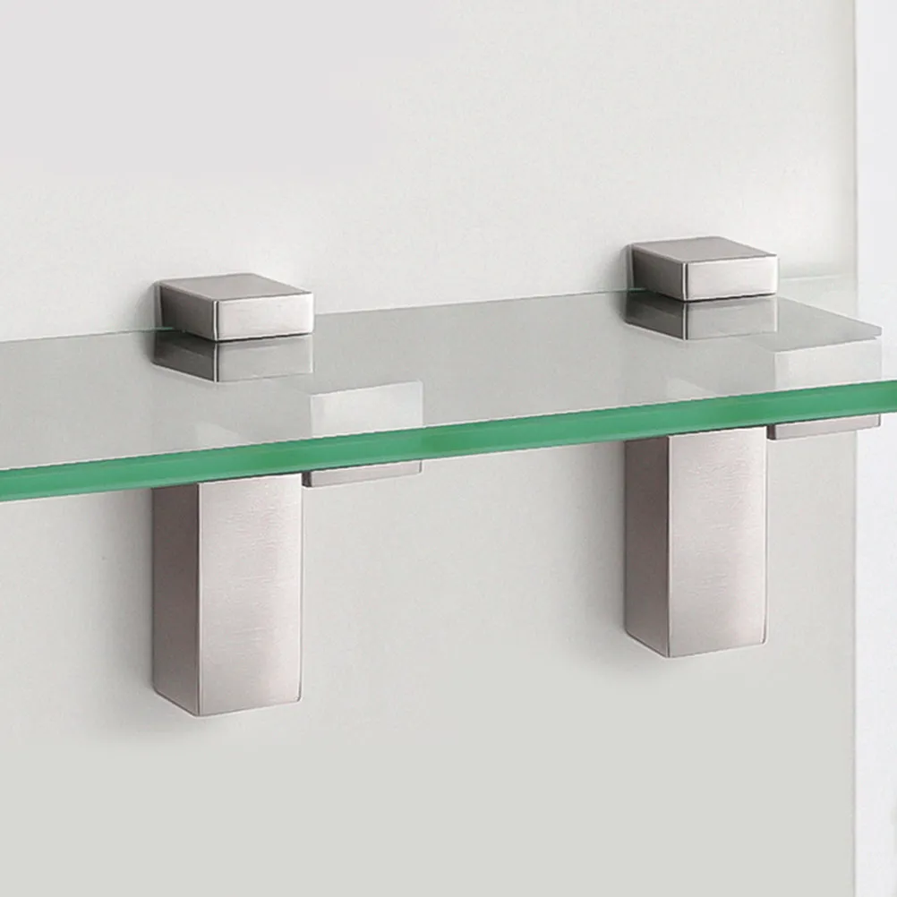 Adjustable Shelf Support Brackets for Glass/Wood Shelves, 8–30 mm Thickness, Brushed Finish, 2 pcs