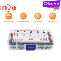 200pcs /box 10 Values Tactile Push Button Switch Mini Momentary Tact Assortment Kit 4pin DIY for Arduino Switch 6x6 4.3MM~14mm