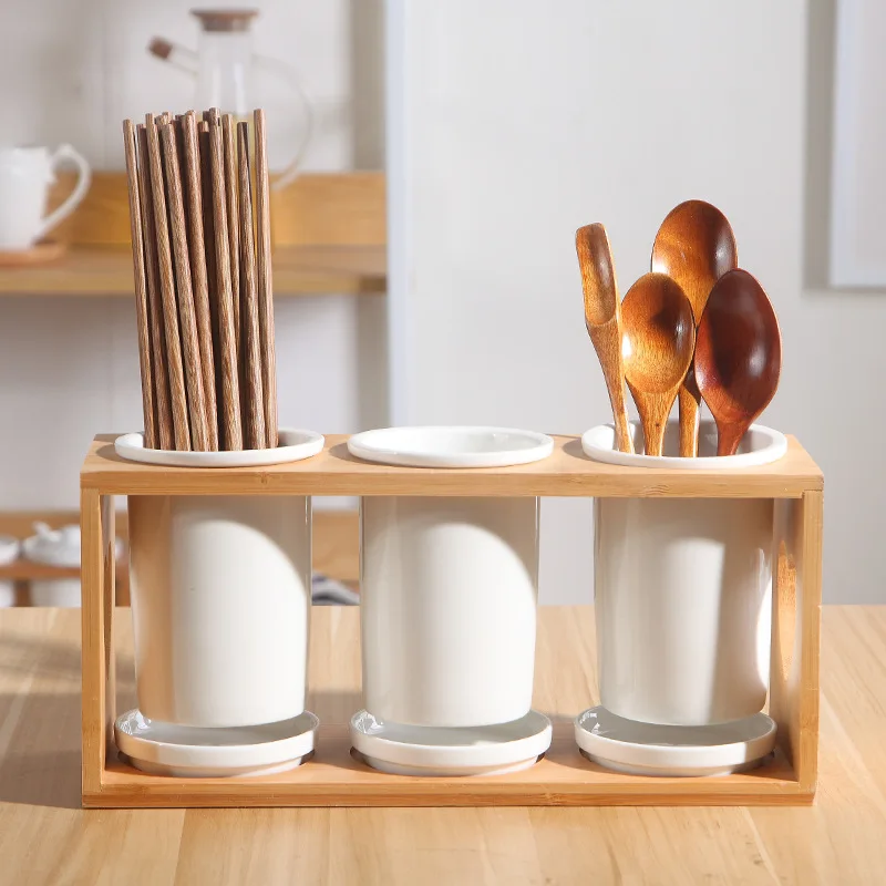 النمط الياباني الإبداعية حامل أعواد الأكل السيراميك المنزلية استنزاف مكافحة العفن عود حامل عود صندوق تخزين الرف #3