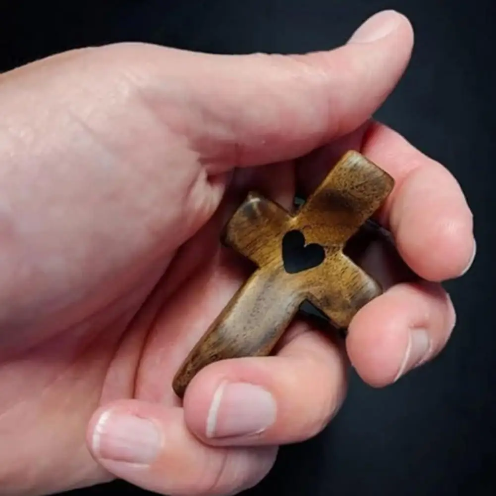 Olive Wood Crucifix Comfort Holding Cross Christian Prayer Cross Ornament Cross My Heart Wooden Across Gift