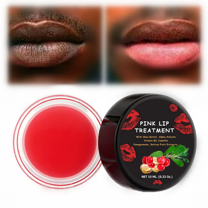 Pink Lip Treatment Lightening Bleaching Cream To Remove Dark Smoke Lips With Shea Butter Alpha-Arbutin Vitamin B3 Camellia