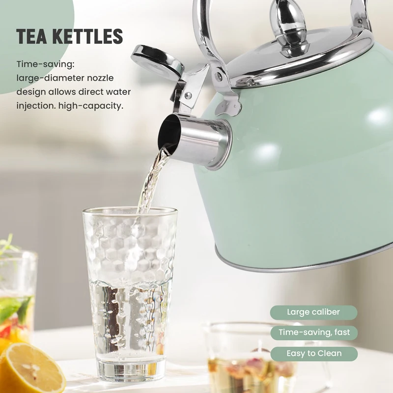 

2.5L Whistling Kettle for Gas Stove All Stovetops Stainless Steel Coffee Tea Kettle Gas Teapot-A78U