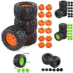 4Pcs RC Truck Wheel Tires 12mm/14mm Hex Rc Truck Tires for 1/10 Rustler Hoss Arrm a Granite Vorteks Axial Losi Redcat 4WD