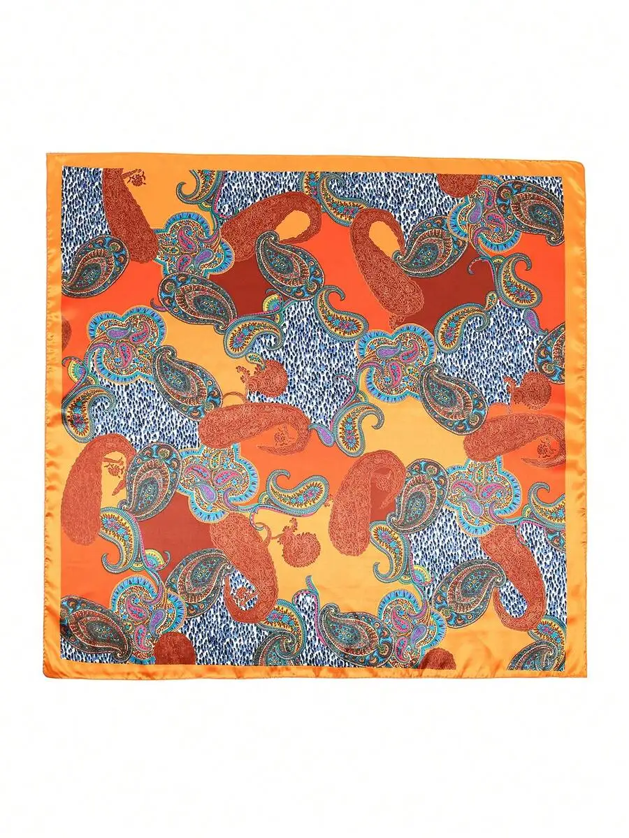 1pc Women's Large 90cm Paisley Print Satin Scarf, Silky Feeling Headscarf/Neckerchief