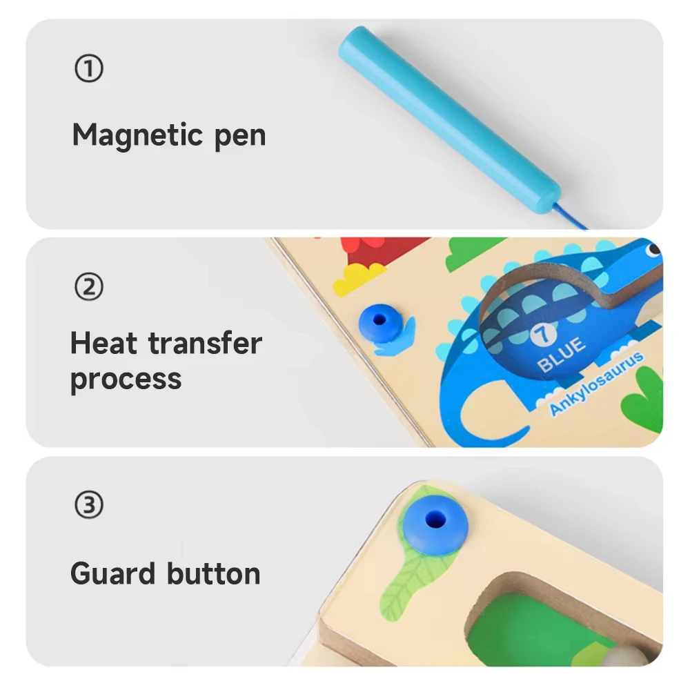 Zabawka Montessori dla dzieci, magnetyczny długopis, gra z ruchomą kulką, sortowanie kolorów, tablica do liczenia, trening motoryki małej, zabawki edukacyjne sensoryczne.