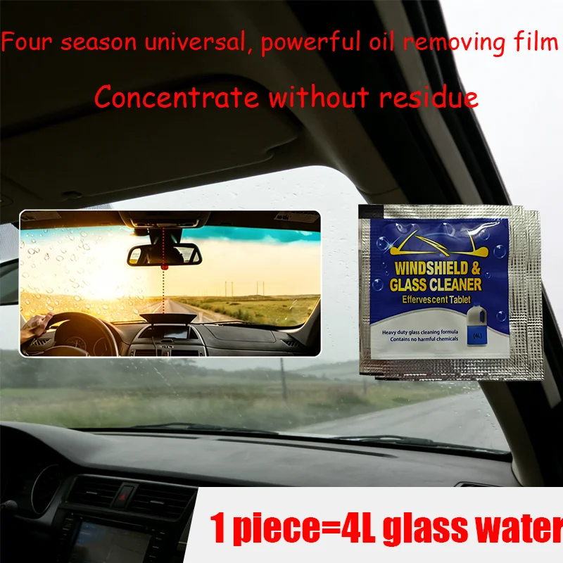 Ultra concentrated wiper essence effervescent tablets, instant, residue free, degreasing film protective wiper blades