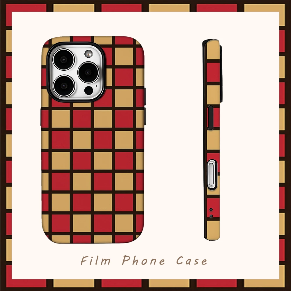 

Чехол для телефона в сетку в стиле ретро для IPhone 16, 15, 14, 13, 12, 11 X XS XR XSMAX 7, 8 Pro Max Plus, двухслойная задняя крышка