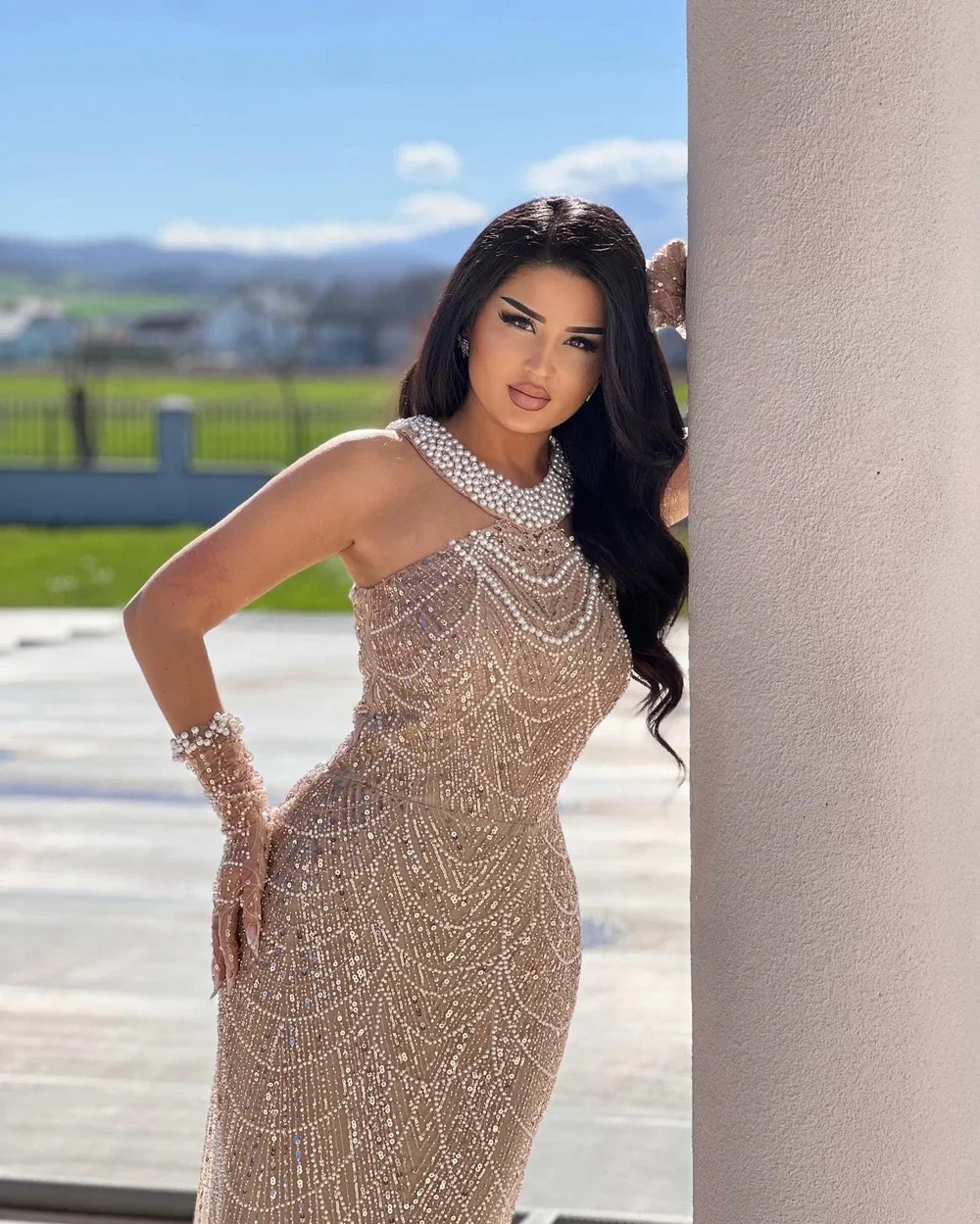 Vinca Sunny Customized Mermaid Beaded Evening Dresses Gowns Dubai Luxury Pearls Sequin For Saudi Arabia Formal Party Women image 4