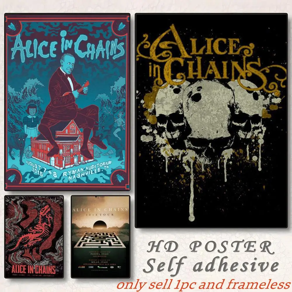 Music Alice In Chains Band Poster Art painting with prints Home bedroom bar Outdoor places living room decoration gift