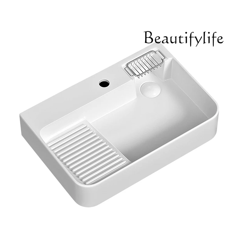 Premium ceramic laundry basin with rubbing board table basin laundry pool slot side row single basin