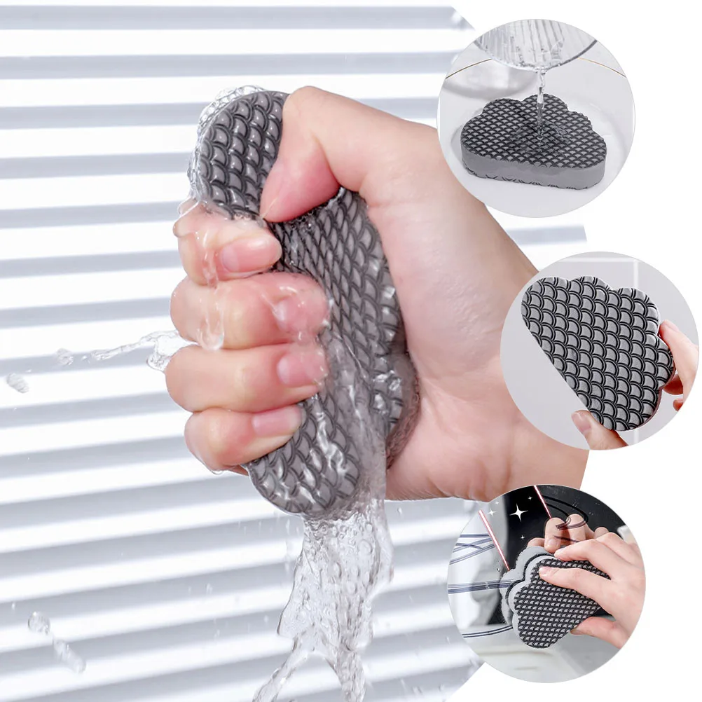 

2pcs Premium Sponge Scrubber Mirror Cleaning Kitchen Supply Lightweight Portable Practical Glass Window Pan Sponges Absorbent