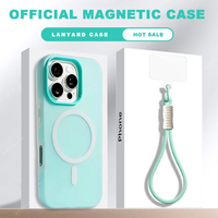 Wrist Strap Magnetic Phone Case for iPhone 16 15 14 Plus 13 12 11 Pro Max Magsafe Lanyard Wireless Charge Matte Protector Cover