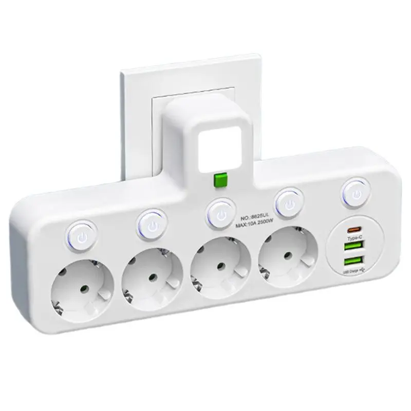 ABUN-4 Sockets Electrical Socket EU Plug Outlet No Extension Cord Plug Outlet With USB Type-C Ports Two Specifications
