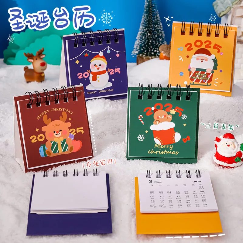 2025 Mini Cartoon Christmas Desk Calendar Portable Pocket Small Daily Planning Calendar Manage Time Schedule Desktop Decoration