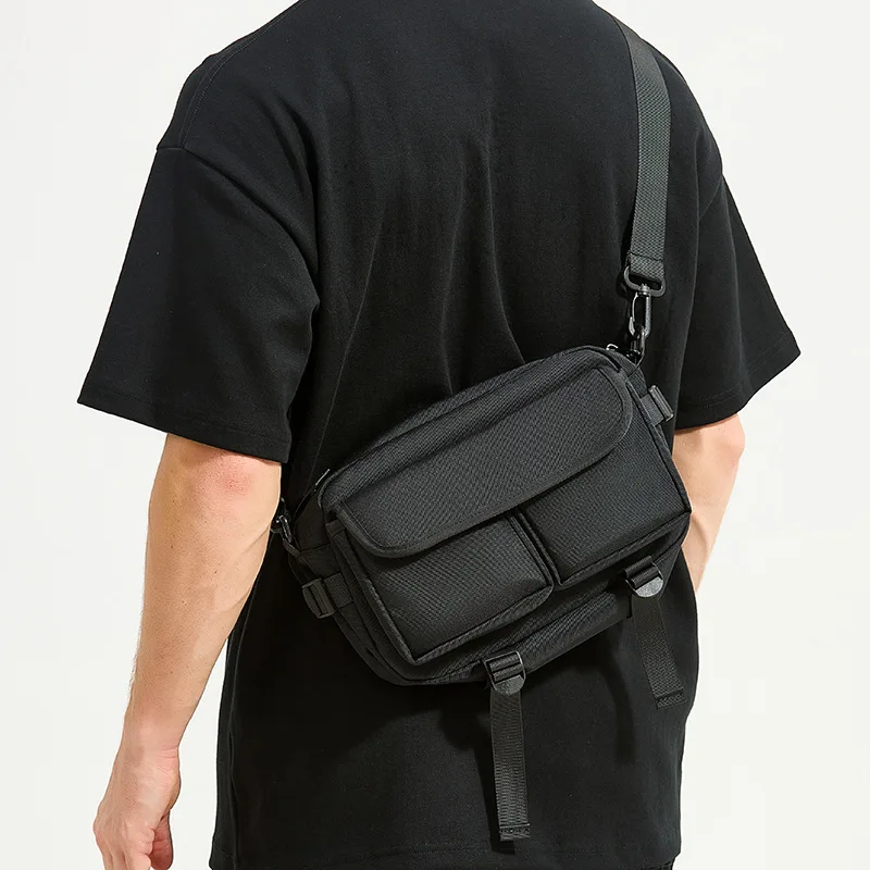 

Minimalist Crossbody Bag - Men's Water-Repellent Oxford Sling for Urban Streetwear, Lightweight Shoulder Bag with Zip Pockets