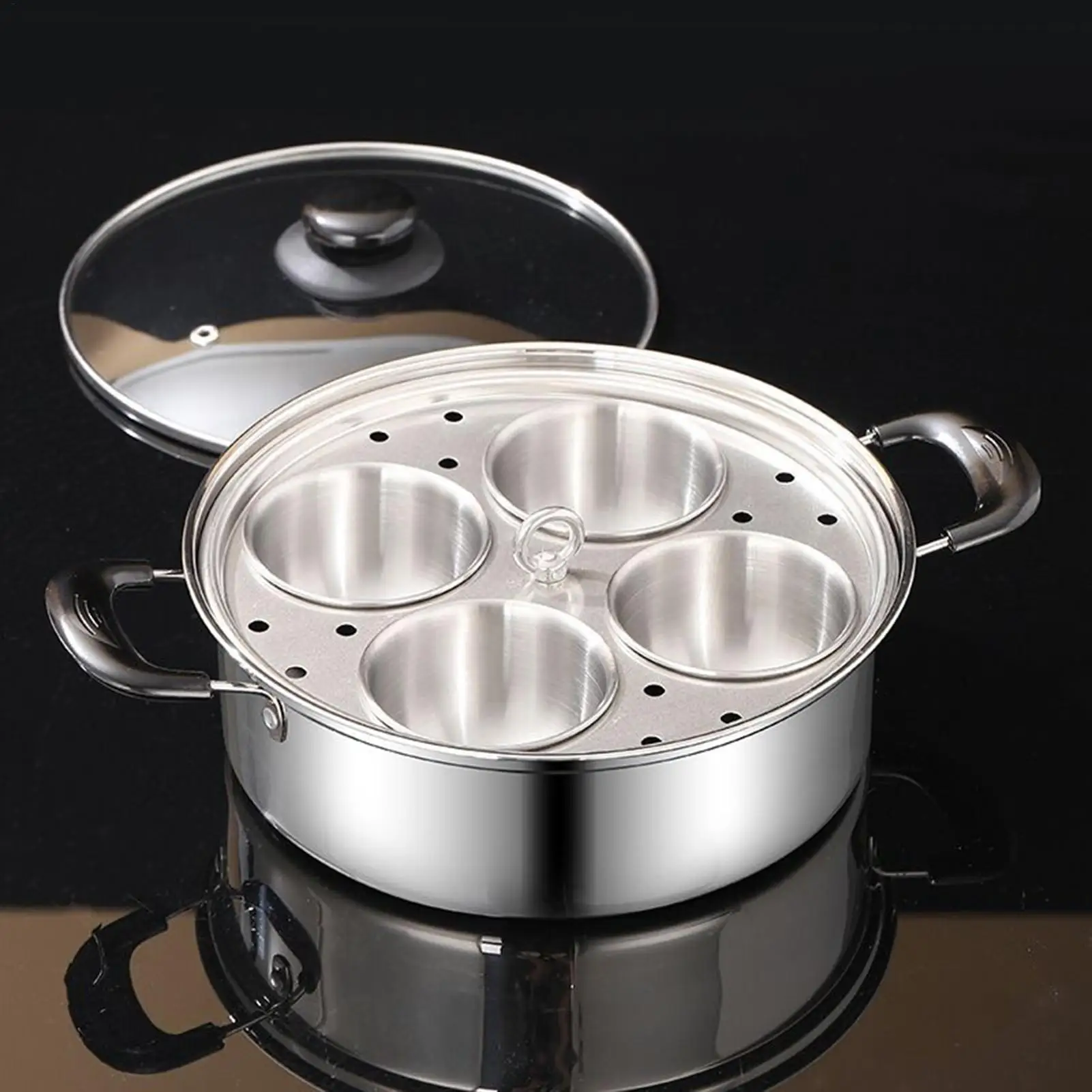 Stainless Steel Poached Egg Maker Non Stick Egg Poacher Home Egg Cooker Cup Kitchenware for Breakfast Brunch Cooking
