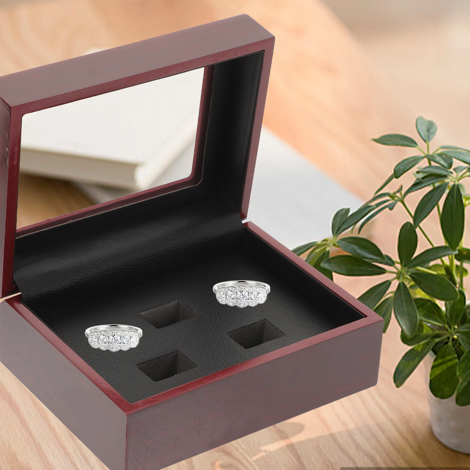 

Champion Ring Box Portable Jewelry Cases Large Wood ganizer Soft Cushion Multi Hole Storage Protective Case for Rings Earrings