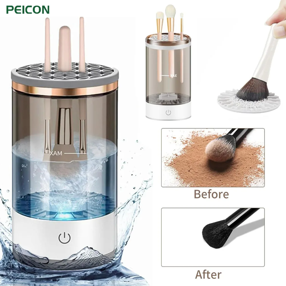 Electric Makeup Brush Portable Automatic Rotary Cleaning Stand Lazy Cleaning Brush Washer Quick Dry Make Up Brush Cleaning Tools