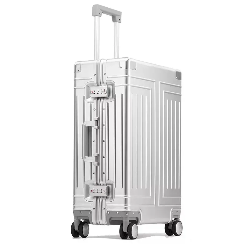 top quality aluminum travel luggage business trolley suitcase bag spinner boarding carry on rolling luggage 20/24/26/29 inch